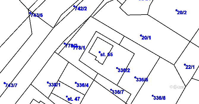 Parcela st. 65 v KÚ Vodice u Lhenic, Katastrální mapa