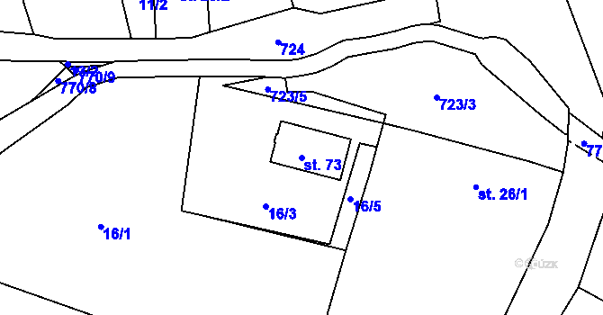 Parcela st. 73 v KÚ Vodice u Lhenic, Katastrální mapa