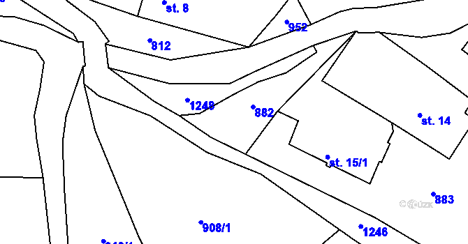 Parcela st. 54/2 v KÚ Vodice u Lhenic, Katastrální mapa