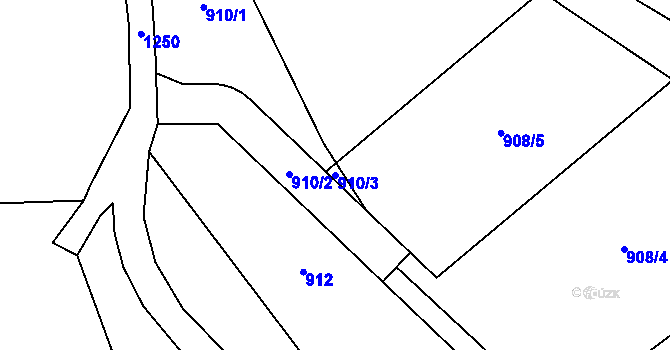 Parcela st. 910/3 v KÚ Vodice u Lhenic, Katastrální mapa