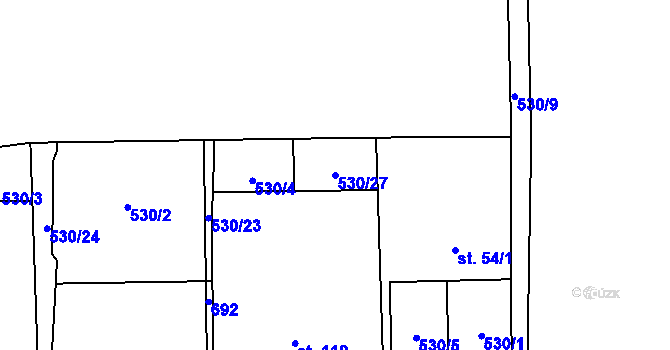 Parcela st. 530/27 v KÚ Lhota u Kamenných Žehrovic, Katastrální mapa