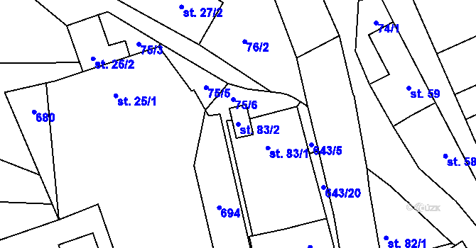 Parcela st. 83/2 v KÚ Lhota u Kamenných Žehrovic, Katastrální mapa