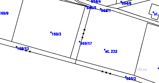 Parcela st. 169/17 v KÚ Lhota u Kamenných Žehrovic, Katastrální mapa