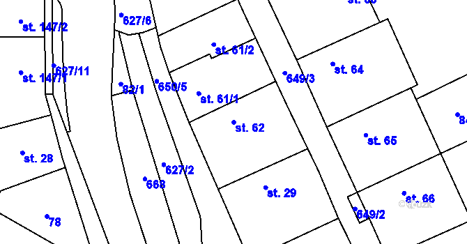 Parcela st. 62 v KÚ Lhota u Kamenných Žehrovic, Katastrální mapa