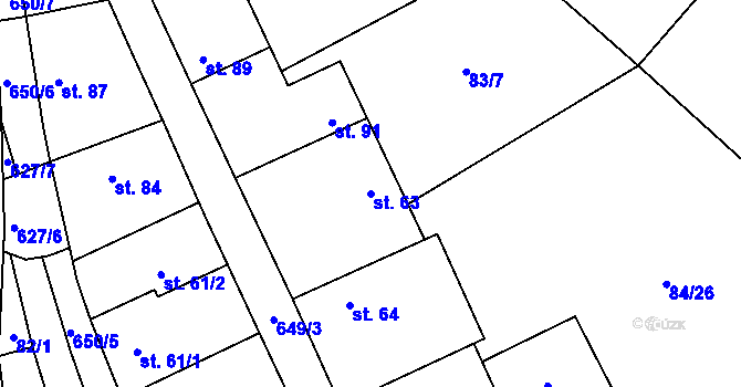 Parcela st. 63 v KÚ Lhota u Kamenných Žehrovic, Katastrální mapa