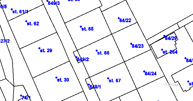 Parcela st. 66 v KÚ Lhota u Kamenných Žehrovic, Katastrální mapa