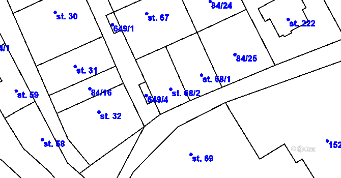 Parcela st. 68/2 v KÚ Lhota u Kamenných Žehrovic, Katastrální mapa