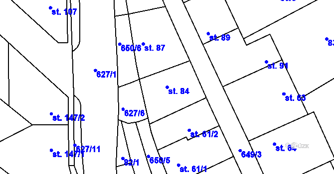 Parcela st. 84 v KÚ Lhota u Kamenných Žehrovic, Katastrální mapa