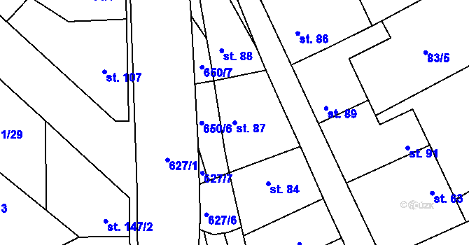 Parcela st. 87 v KÚ Lhota u Kamenných Žehrovic, Katastrální mapa