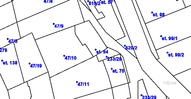 Parcela st. 94 v KÚ Lhota u Kamenných Žehrovic, Katastrální mapa