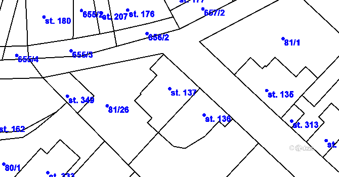 Parcela st. 137 v KÚ Lhota u Kamenných Žehrovic, Katastrální mapa