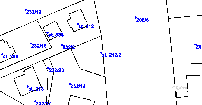 Parcela st. 212/2 v KÚ Lhota u Kamenných Žehrovic, Katastrální mapa