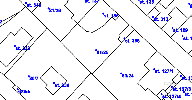 Parcela st. 81/25 v KÚ Lhota u Kamenných Žehrovic, Katastrální mapa