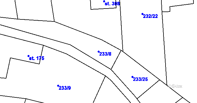 Parcela st. 233/8 v KÚ Lhota u Kamenných Žehrovic, Katastrální mapa