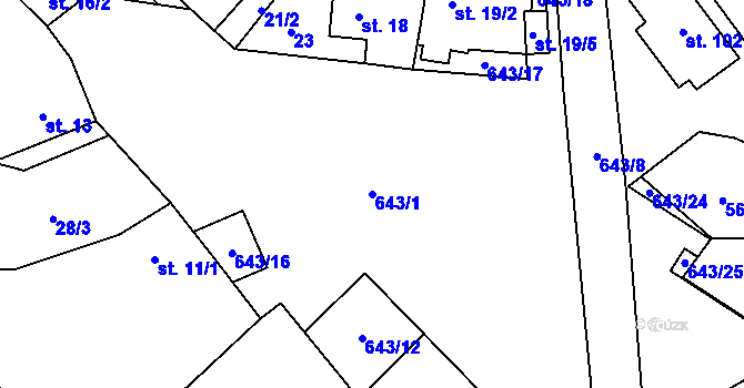 Parcela st. 643/1 v KÚ Lhota u Kamenných Žehrovic, Katastrální mapa