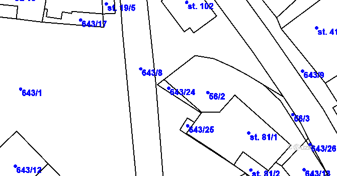 Parcela st. 643/24 v KÚ Lhota u Kamenných Žehrovic, Katastrální mapa