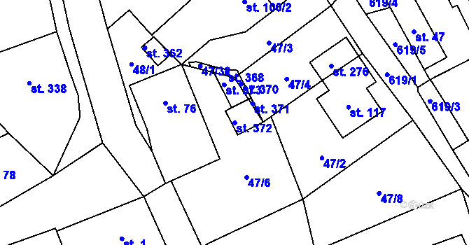 Parcela st. 372 v KÚ Lhota u Kamenných Žehrovic, Katastrální mapa