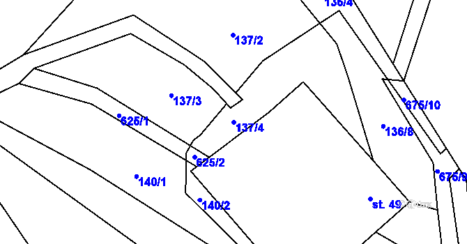 Parcela st. 137/4 v KÚ Lhota u Kamenných Žehrovic, Katastrální mapa