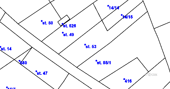 Parcela st. 53 v KÚ Lhota u Dřís, Katastrální mapa