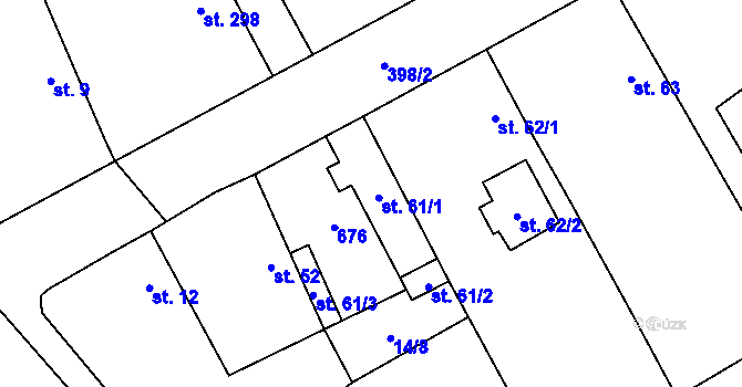 Parcela st. 61 v KÚ Lhota u Dřís, Katastrální mapa