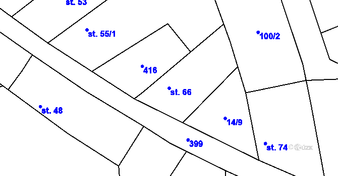 Parcela st. 66 v KÚ Lhota u Dřís, Katastrální mapa
