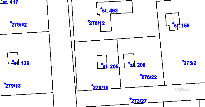 Parcela st. 205 v KÚ Lhota u Dřís, Katastrální mapa