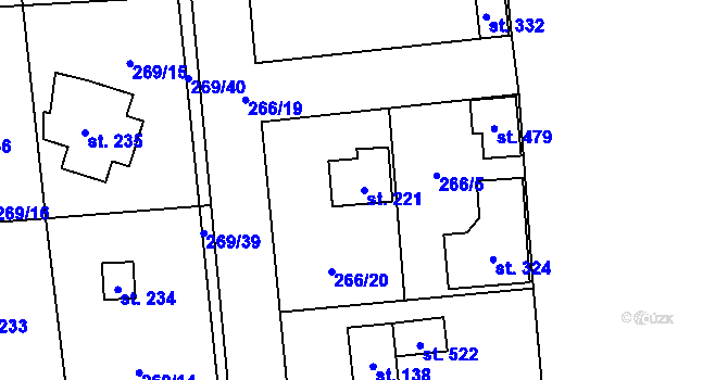 Parcela st. 221 v KÚ Lhota u Dřís, Katastrální mapa