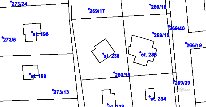 Parcela st. 236 v KÚ Lhota u Dřís, Katastrální mapa