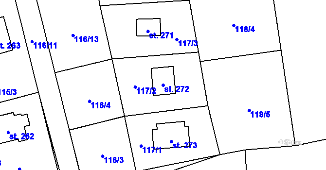 Parcela st. 272 v KÚ Lhota u Dřís, Katastrální mapa