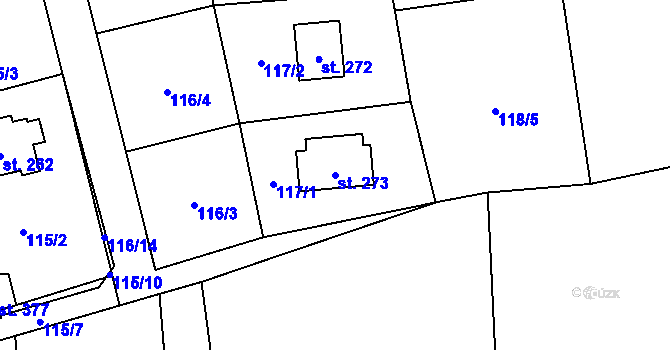 Parcela st. 273 v KÚ Lhota u Dřís, Katastrální mapa