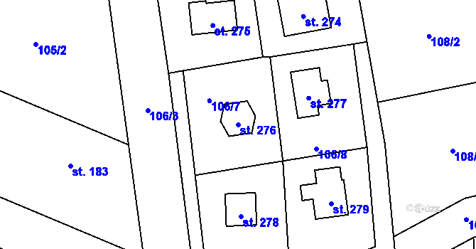 Parcela st. 276 v KÚ Lhota u Dřís, Katastrální mapa