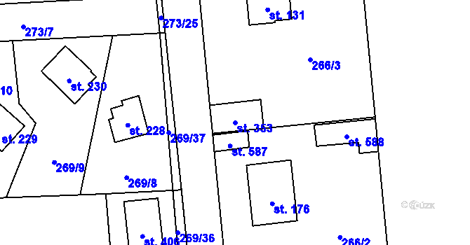 Parcela st. 353 v KÚ Lhota u Dřís, Katastrální mapa