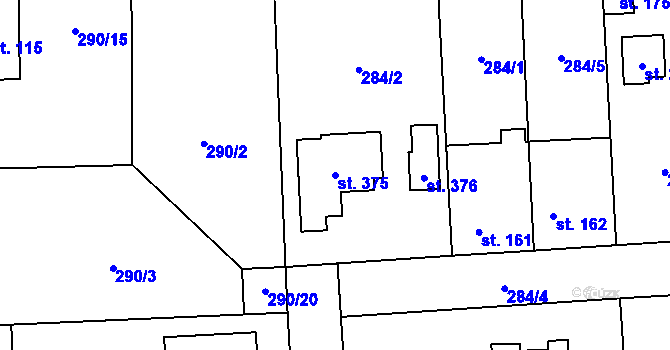 Parcela st. 375 v KÚ Lhota u Dřís, Katastrální mapa