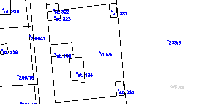 Parcela st. 266/6 v KÚ Lhota u Dřís, Katastrální mapa