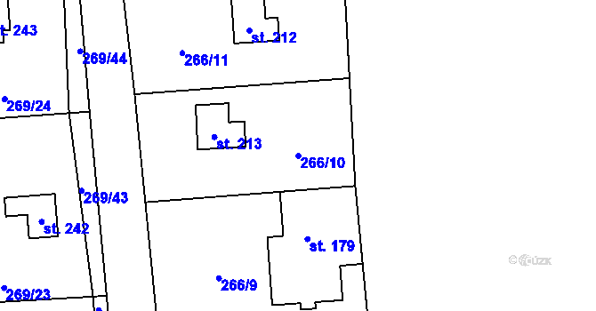Parcela st. 266/10 v KÚ Lhota u Dřís, Katastrální mapa