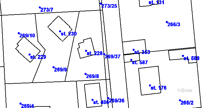 Parcela st. 269/37 v KÚ Lhota u Dřís, Katastrální mapa