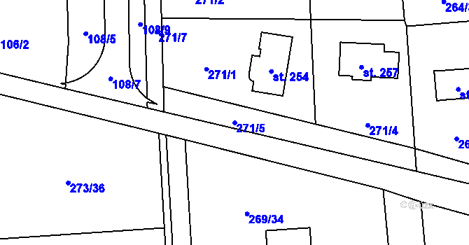 Parcela st. 271/5 v KÚ Lhota u Dřís, Katastrální mapa