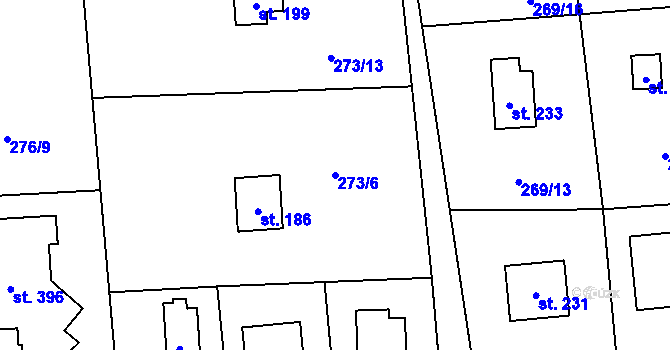 Parcela st. 273/6 v KÚ Lhota u Dřís, Katastrální mapa