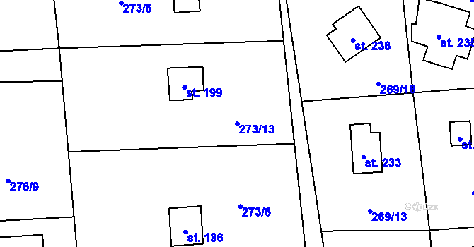 Parcela st. 273/13 v KÚ Lhota u Dřís, Katastrální mapa
