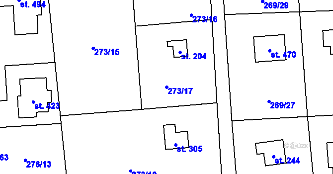 Parcela st. 273/17 v KÚ Lhota u Dřís, Katastrální mapa