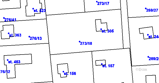 Parcela st. 273/18 v KÚ Lhota u Dřís, Katastrální mapa