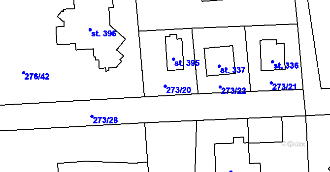 Parcela st. 273/20 v KÚ Lhota u Dřís, Katastrální mapa
