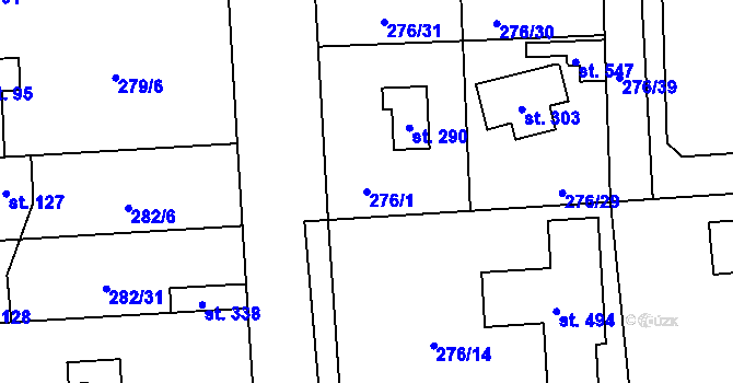 Parcela st. 276/1 v KÚ Lhota u Dřís, Katastrální mapa