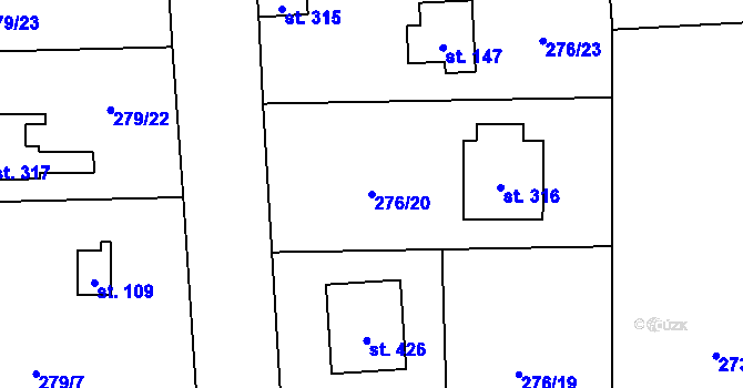 Parcela st. 276/20 v KÚ Lhota u Dřís, Katastrální mapa
