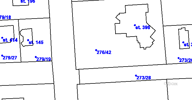 Parcela st. 276/42 v KÚ Lhota u Dřís, Katastrální mapa