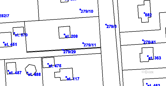 Parcela st. 279/11 v KÚ Lhota u Dřís, Katastrální mapa