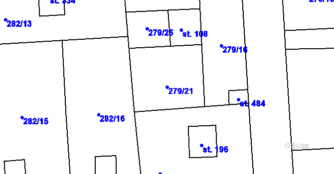Parcela st. 279/21 v KÚ Lhota u Dřís, Katastrální mapa