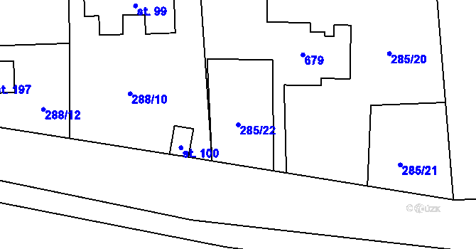 Parcela st. 285/22 v KÚ Lhota u Dřís, Katastrální mapa