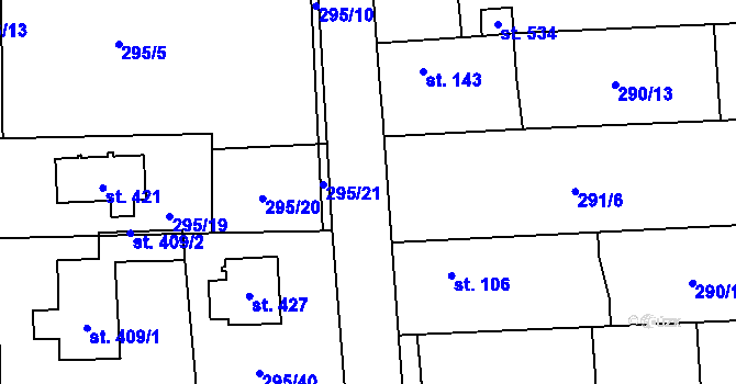 Parcela st. 291/3 v KÚ Lhota u Dřís, Katastrální mapa