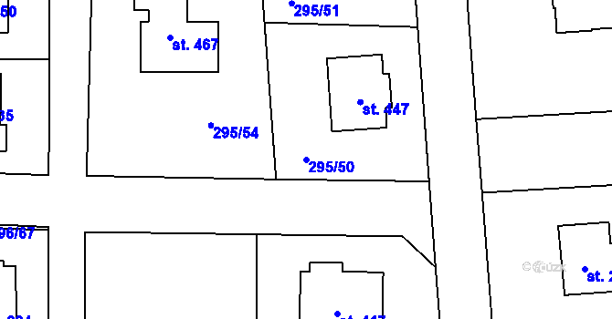 Parcela st. 295/50 v KÚ Lhota u Dřís, Katastrální mapa
